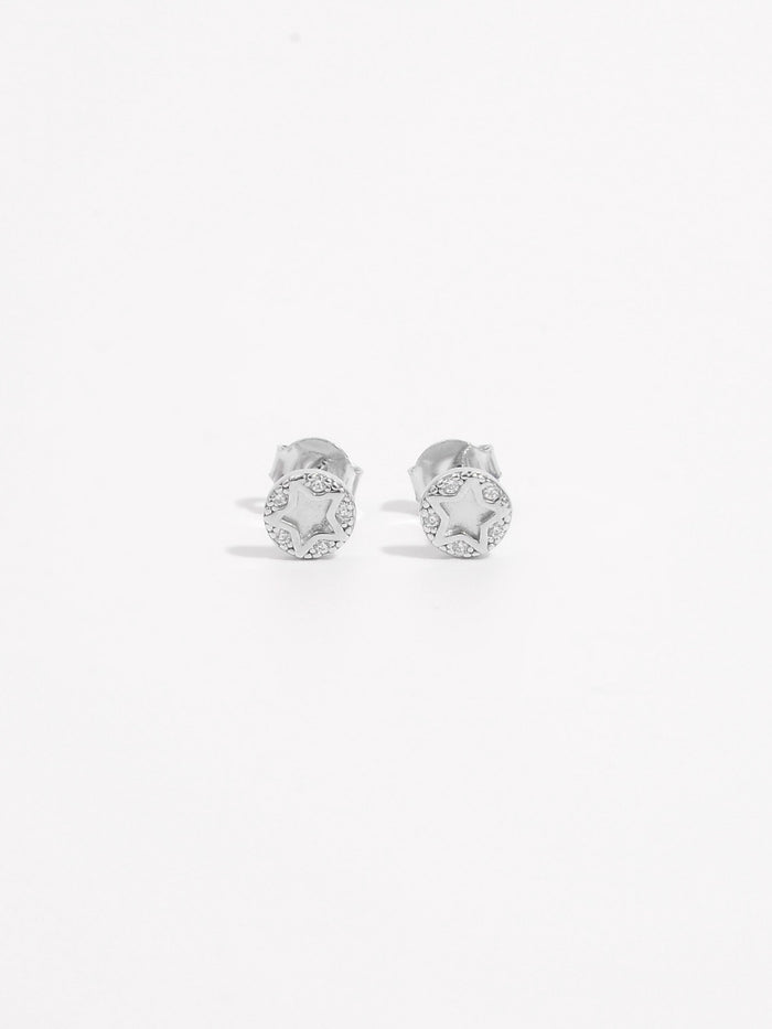 925 Sterling Silver Zircon Star Stud Earrings