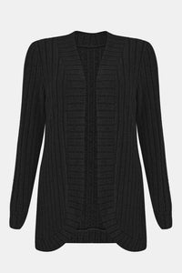 Ribbed Open Front Long Sleeve Cardigan