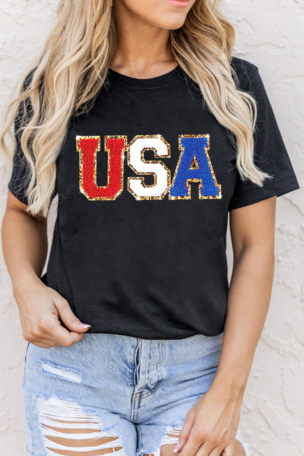 USA Round Neck Short Sleeve T-Shirt