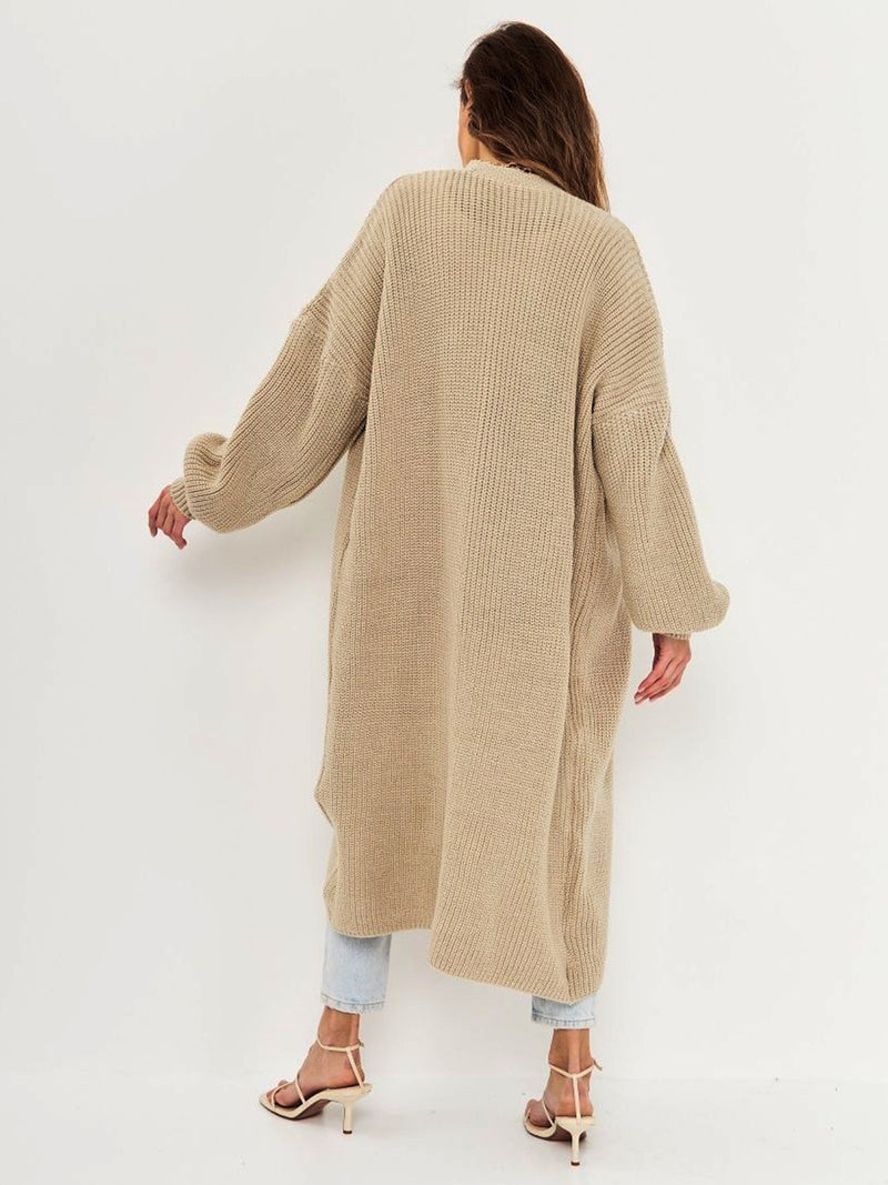 Open Front Long Sleeve Longline Cardigan