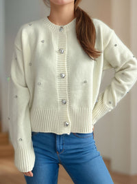 Heart Button Down Long Sleeve Cardigan