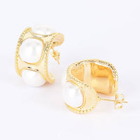 Faux Pearl Metal Mini Hoop Earring