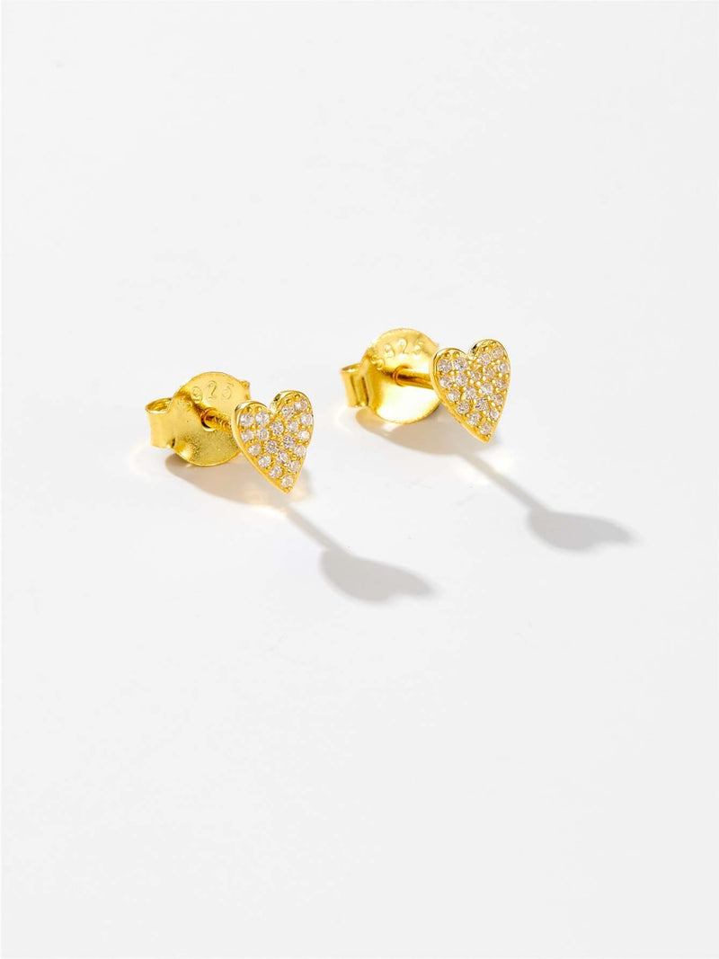 925 Sterling Silver Zircon Heart Stud Earrings