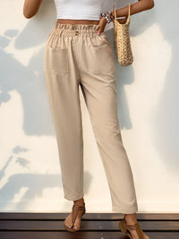 Frill High Waist Pants with Pockets