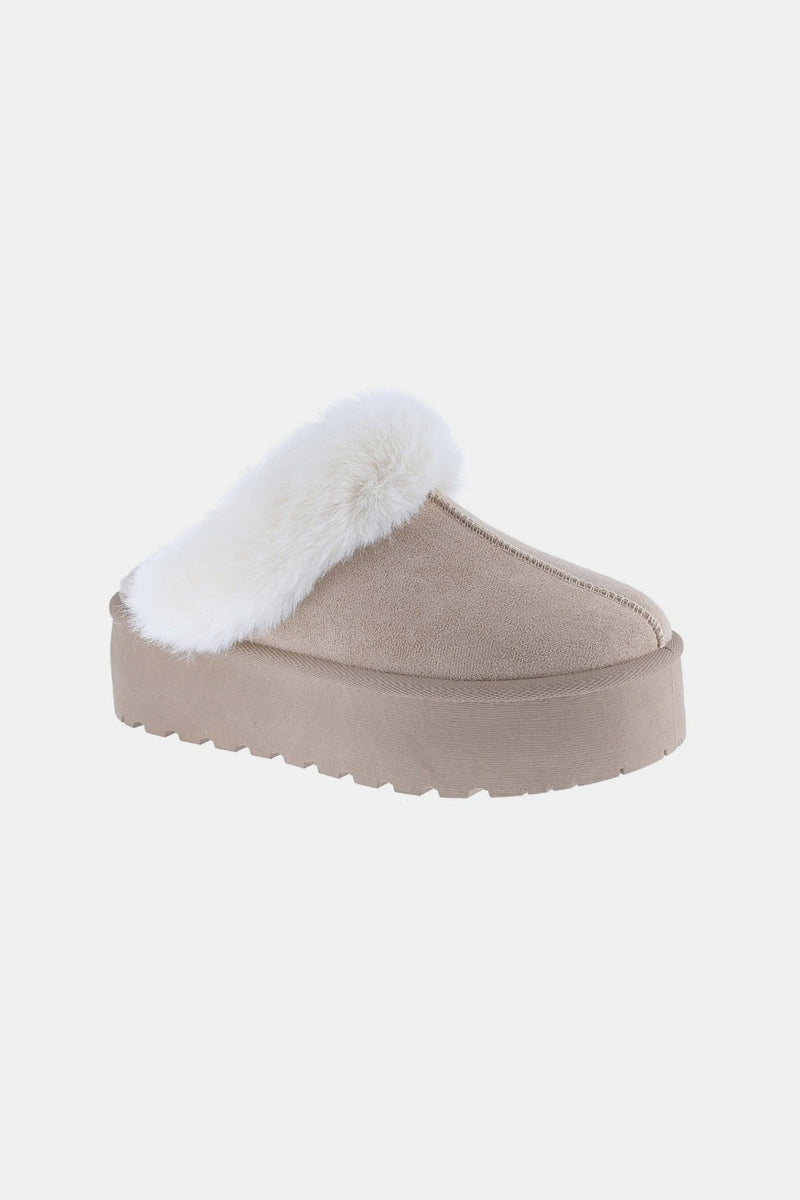 Weeboo Thick Bottom Fur Trim Snow Slippers