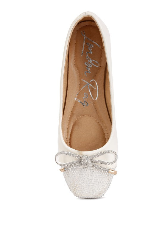 Aine Rhinestones Embellished Toe Cap Ballerinas