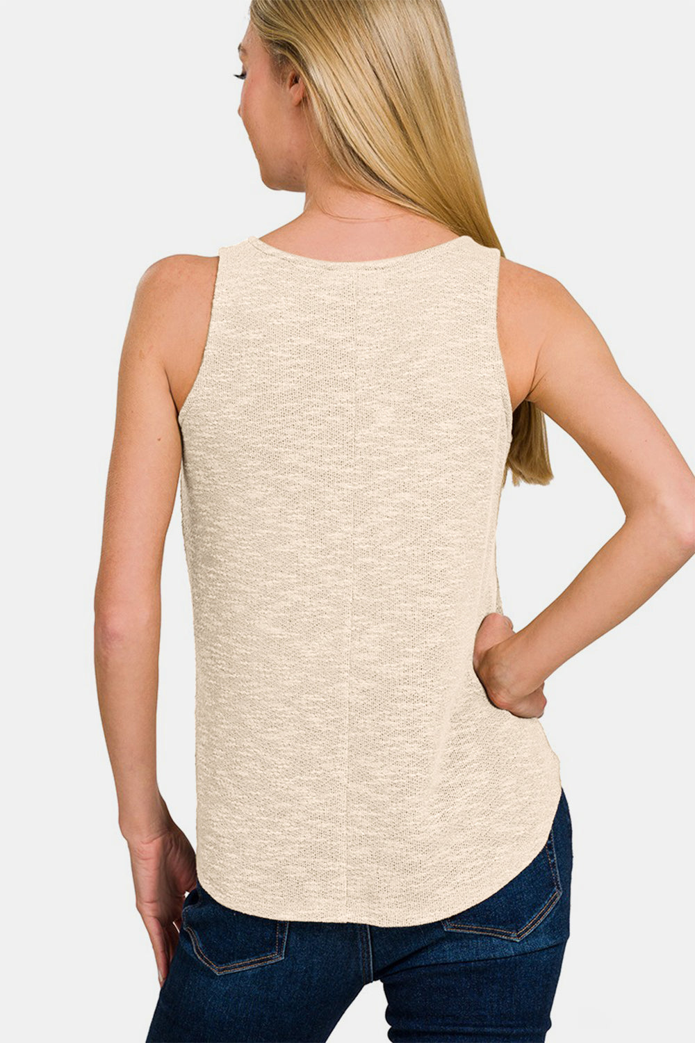 Zenana V-Neck Curved Hem Tank