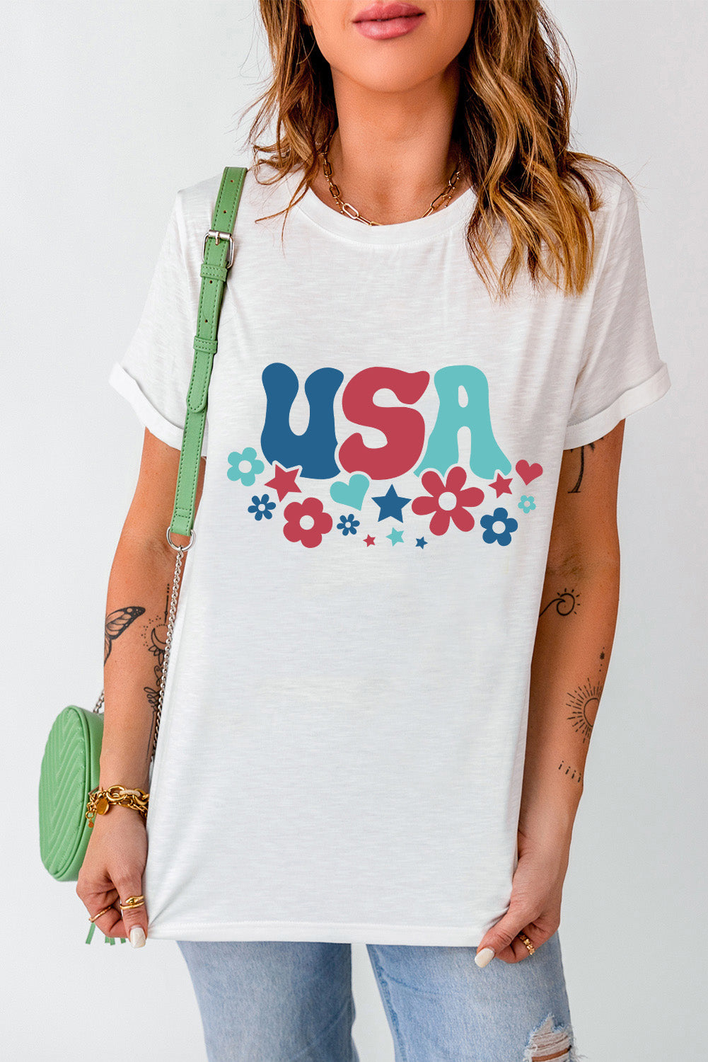 USA Round Neck Short Sleeve T-Shirt