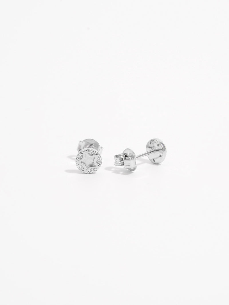 925 Sterling Silver Zircon Star Stud Earrings