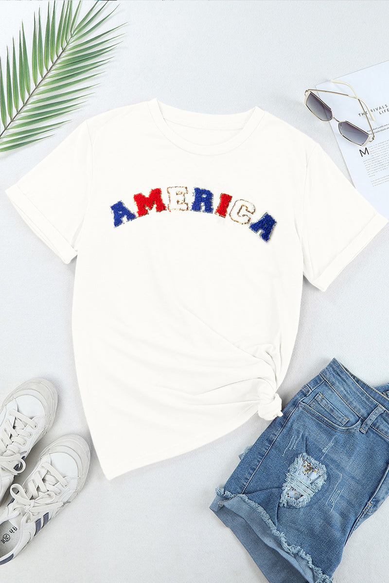 AMERICA Round Neck Short Sleeve T-Shirt