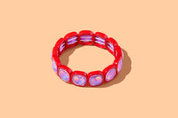 Enamel Stretch Bracelet - Rounded Gems - Elise - Asst Colors