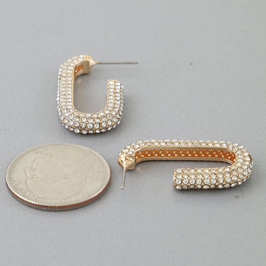 Bejeweled Link Chain Hoop Earrings