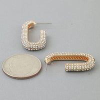 Bejeweled Link Chain Hoop Earrings