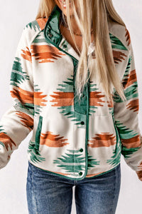 Geometric Snap Down Long Sleeve Jacket