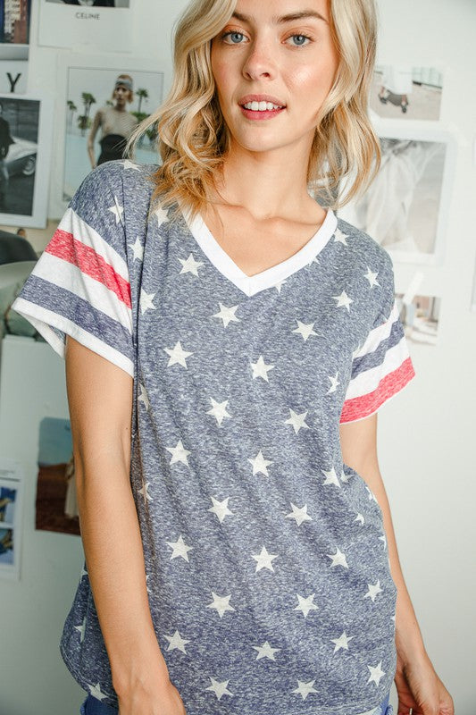 PLUS 4TH OF JULY PRINT CASUAL TOP