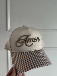 GINGHAM AMEN TRUCKER HAT
