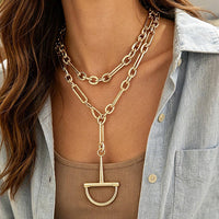 Polished Link Chain Drop Statement Necklace