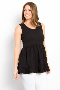 Be Stage Ruffled Sleeveless Babydoll Top