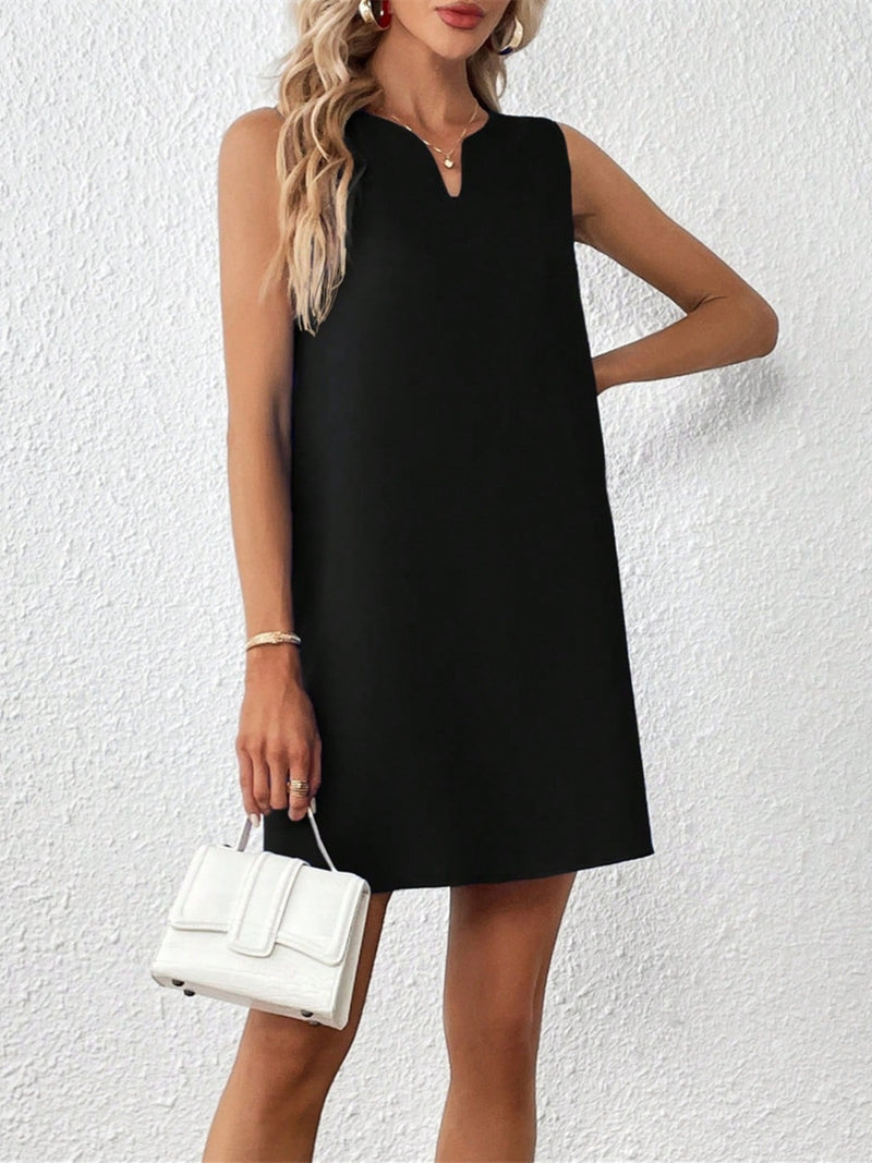 Notched Sleeveless Mini Tank Dress