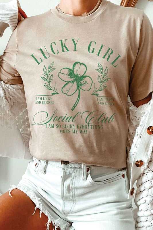 LUCKY GIRL SOCIAL CLUB Graphic T-Shirt