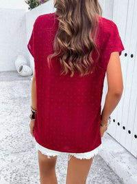 Swiss Dot Short Sleeve Blouse