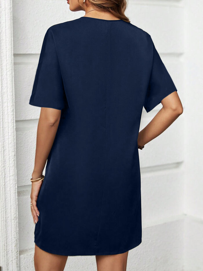 V-Neck Short Sleeve Mini Dress