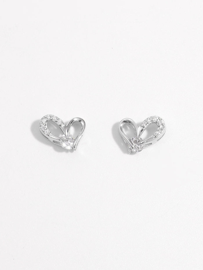 925 Sterling Silver Inlaid Zircon Heart Earrings