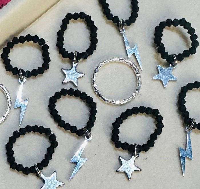 Black & Silver Bandana Stretch Charm