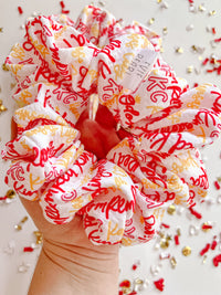 White Kansas City Cursive Oversized Scrunchy R2S