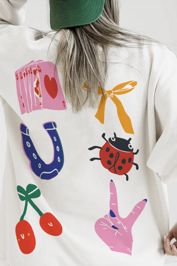 How Lucky Are We Sweatshirt In White