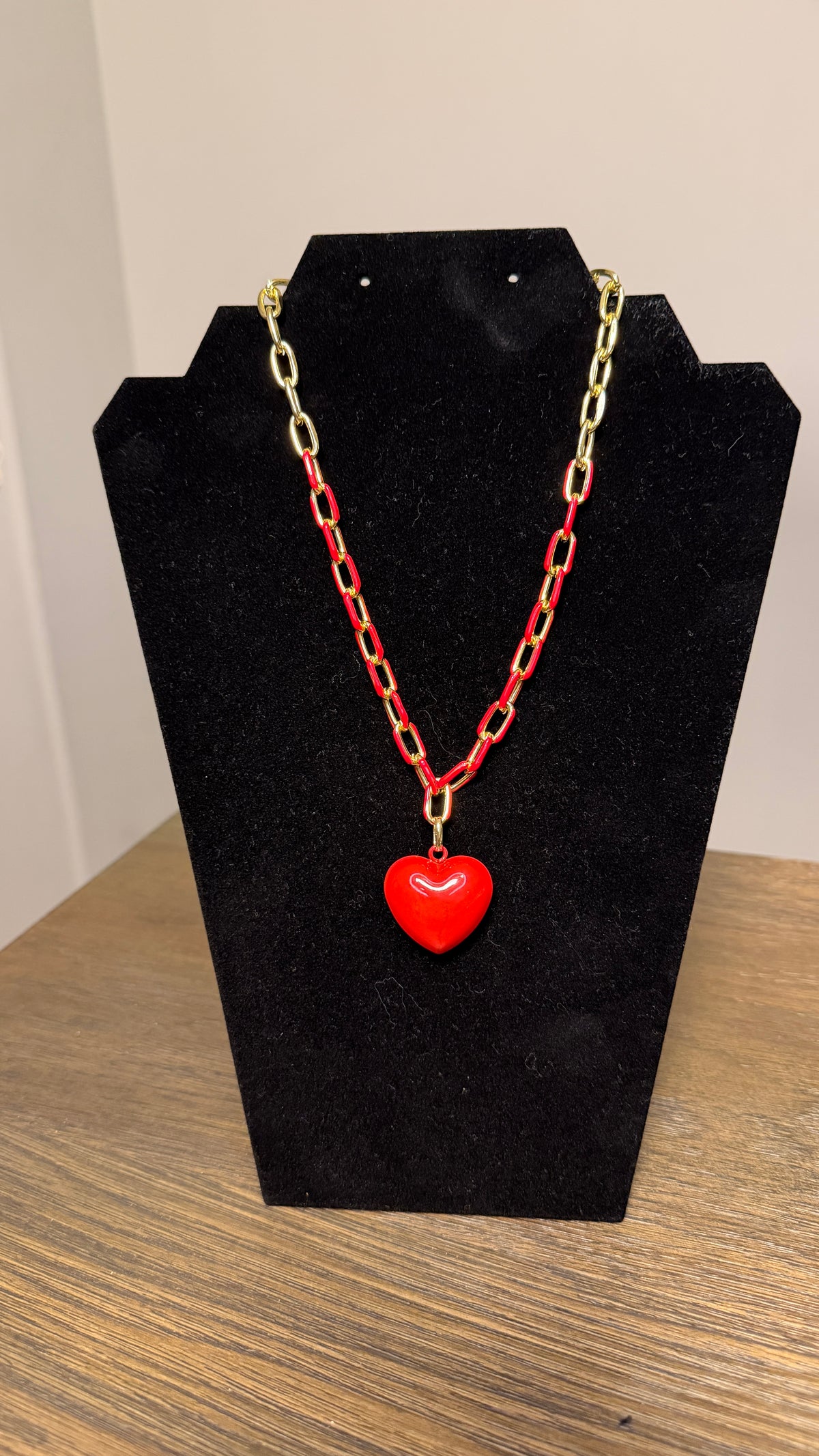 Full Heart Chunky Necklace with Gold Accents