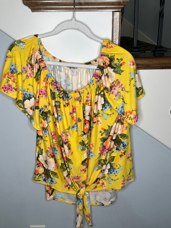 Yellow Floral off the Shoulder Top