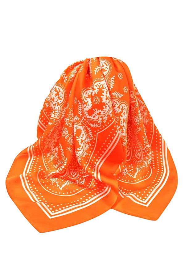 Orange Satin Bandana Scarf