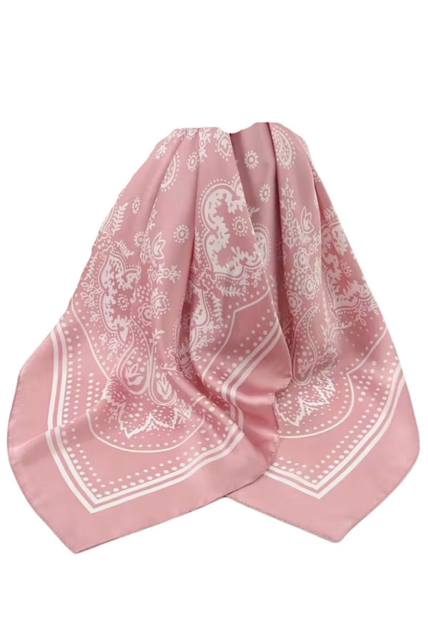 Pink Satin Bandana Scarf