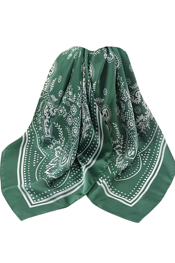 Green Satin Bandana Scarf