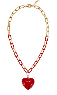 Full Heart Chunky Necklace with Gold Accents