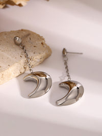 Stainless Steel Moon Dangle Earrings