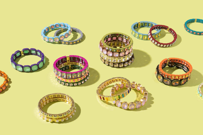 Enamel Stretch Bracelet - Earth Tone Colors - Asst Styles