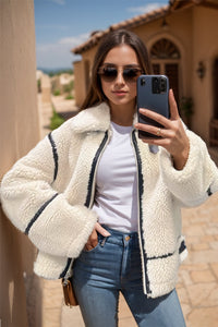 Zip Up Long Sleeve Sherpa Jacket