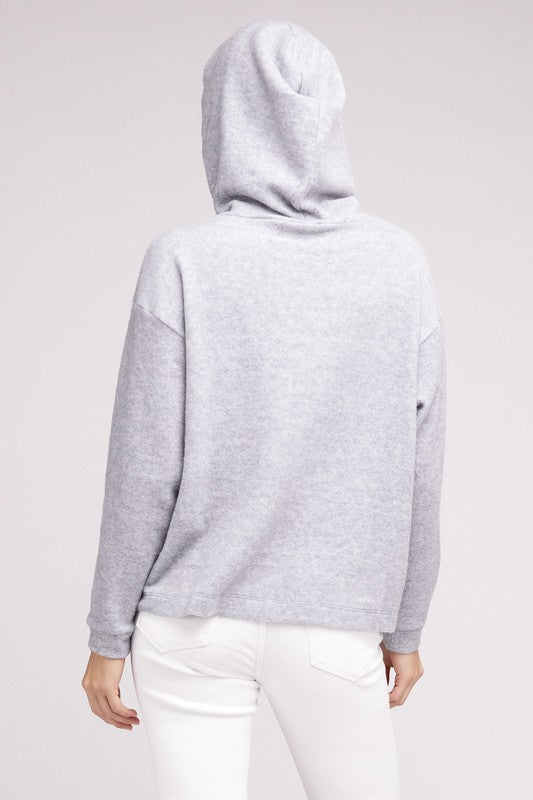 Hooded Brushed Melange Hacci Sweater