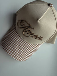 GINGHAM AMEN TRUCKER HAT