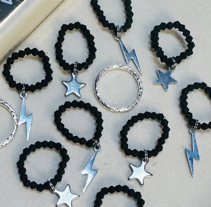 Black & Silver Bandana Stretch Charm