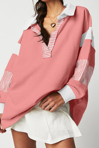 Collared Neck Long Sleeve Sweatshirt