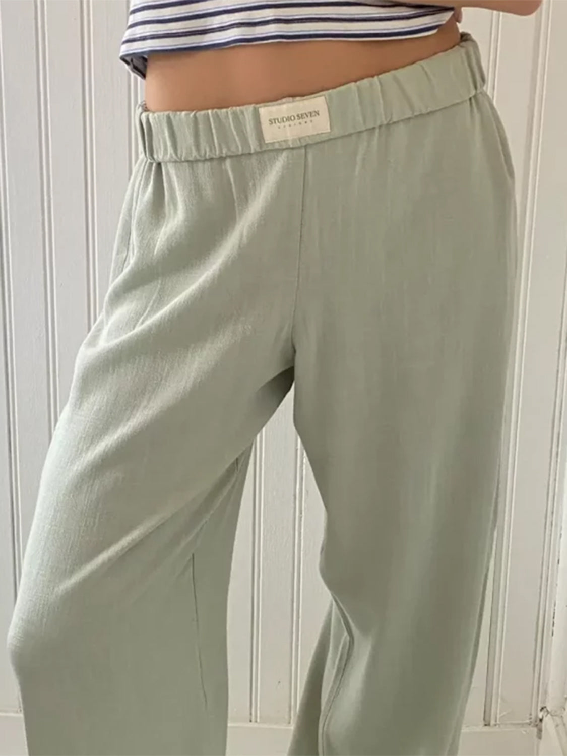 Elastic Waist Wide Leg Pants