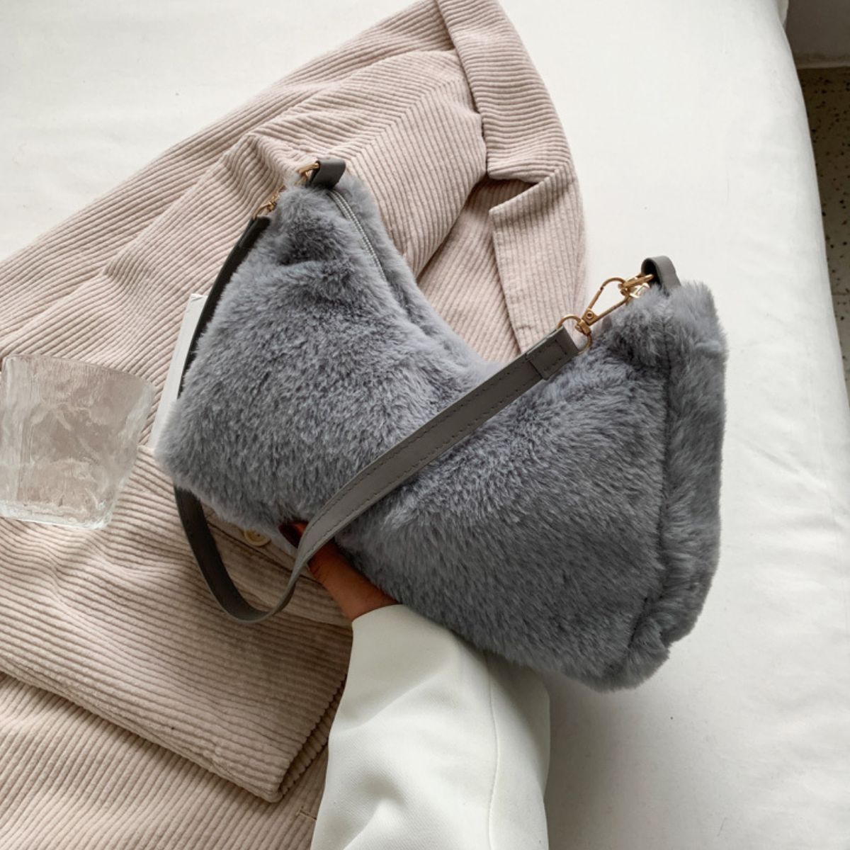 Fur bag strap online