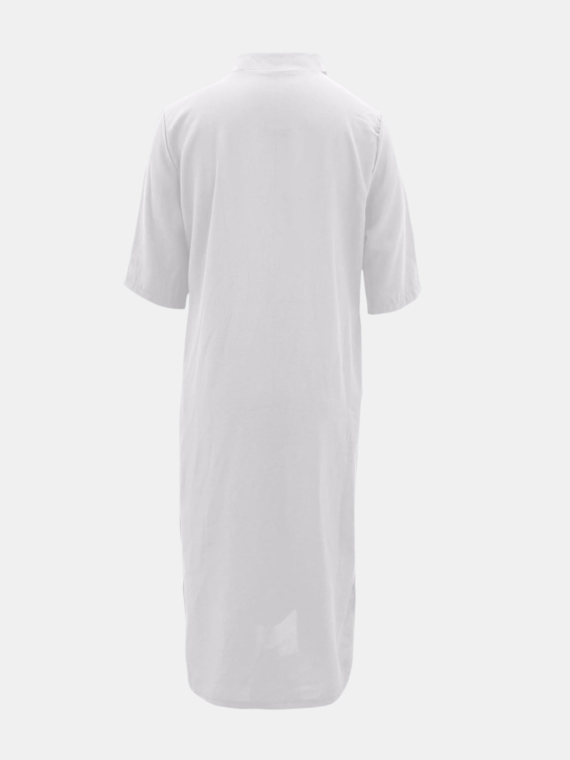 Full Size Notched Half Sleeve Midi Dress