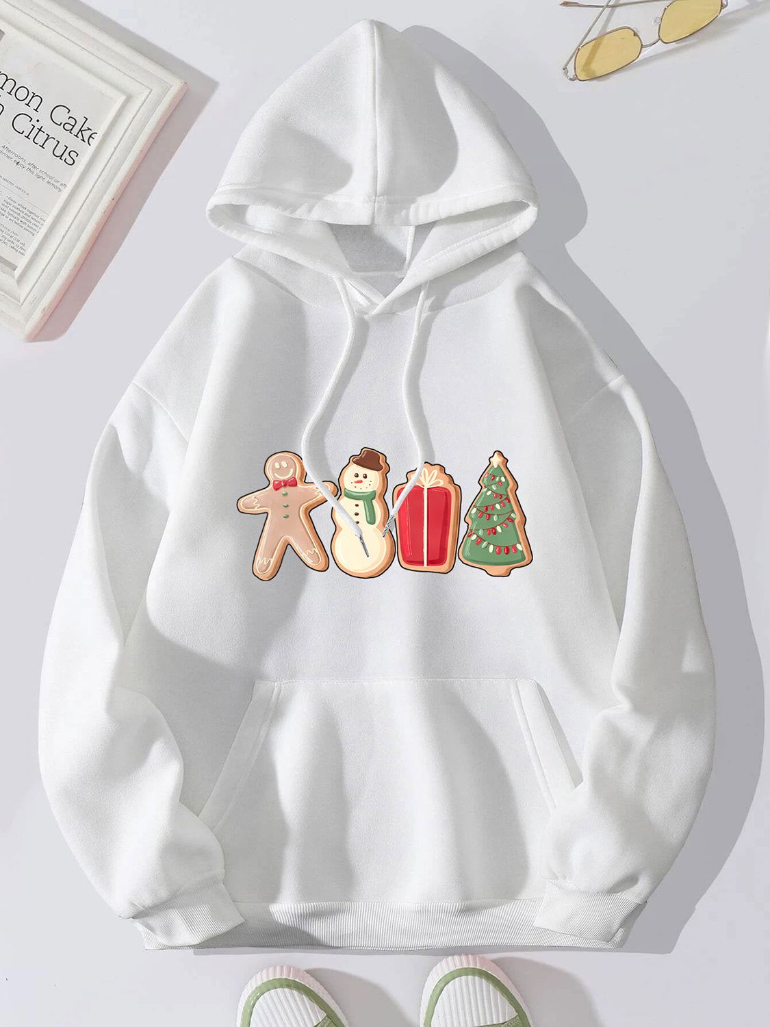 Graphic Drawstring Hoodie with Pocket