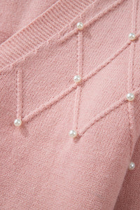 Beaded V-Neck Button Up Long Sleeve Cardigan