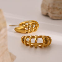 Stainless Steel Cutout C-Hoop Earrings