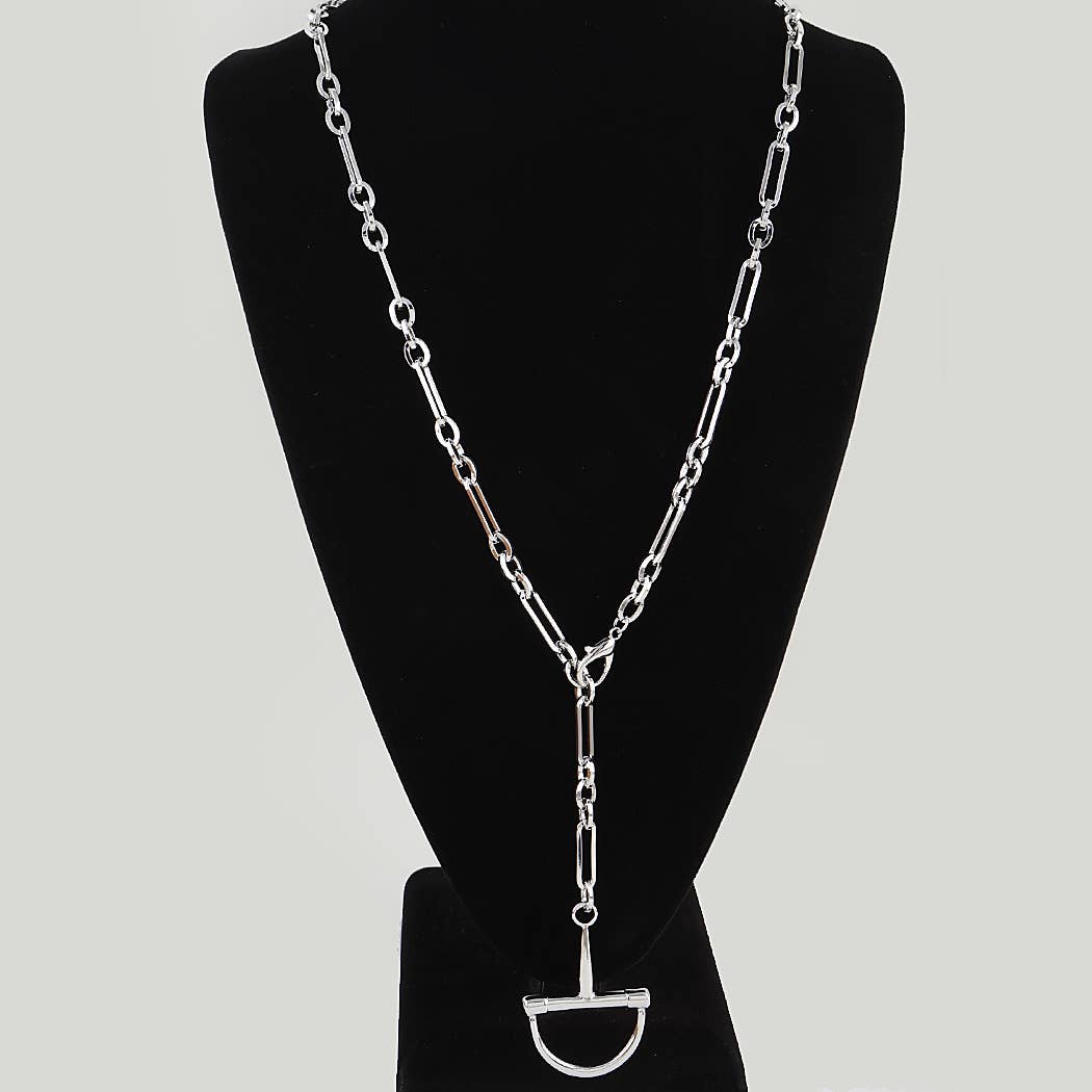 Polished Link Chain Drop Statement Necklace